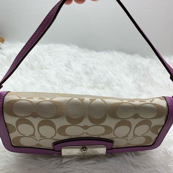 Coach Purple Khaki mini signature canvas purse / wristlet - Picture 7 of 12